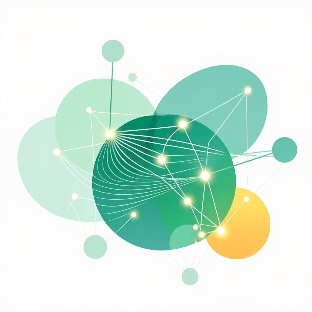 Abstract AI network artwork representing Karthik's AI-driven portfolio