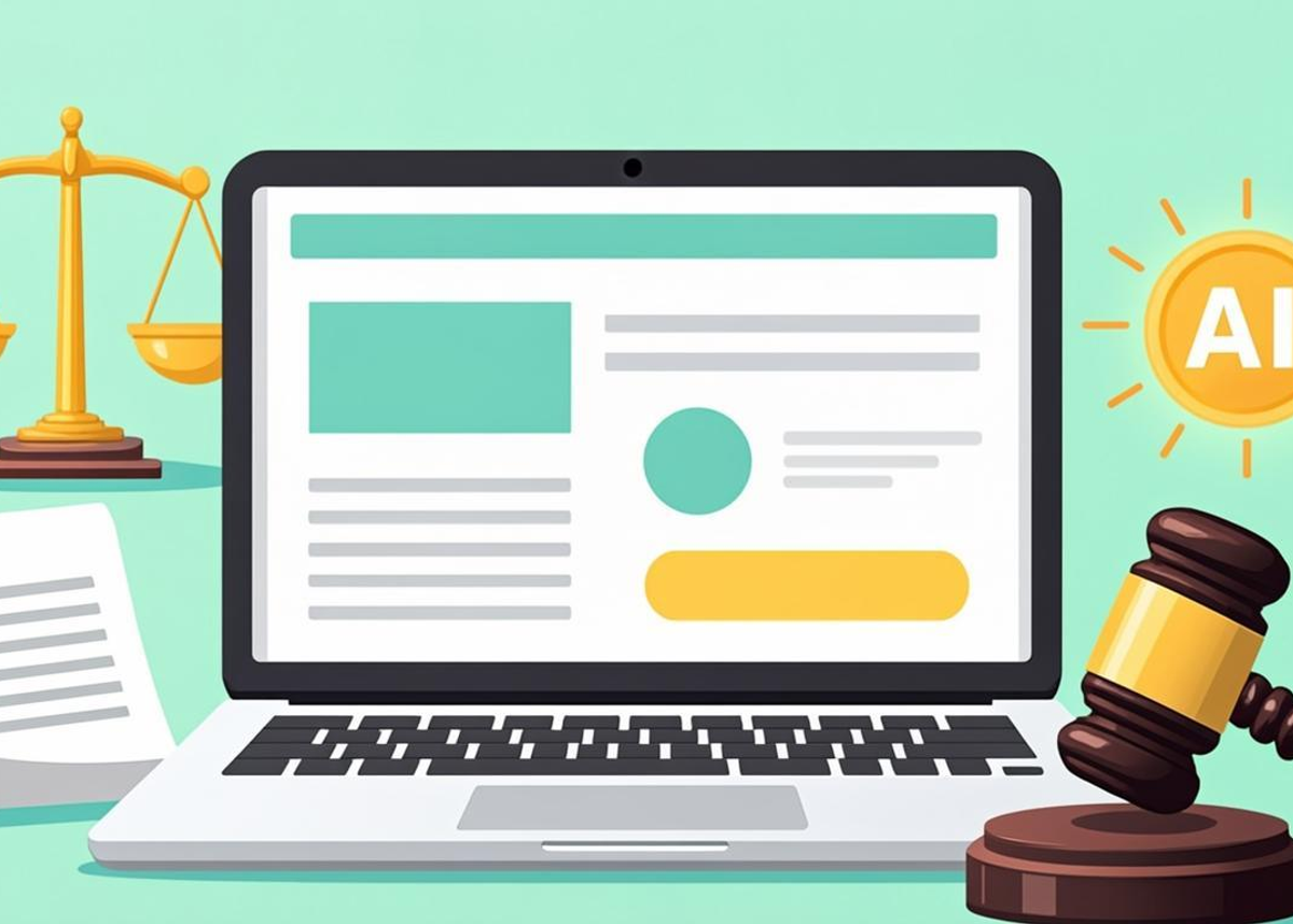 Illustration of the eLegum legal technology platform with AI assistant